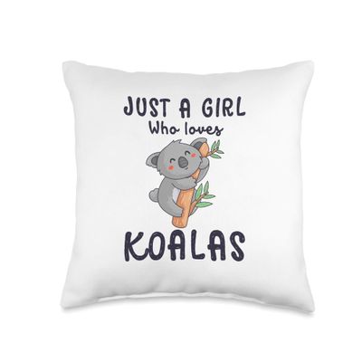 Girl Loves Koalas Cute Decorative Bedroom Couch for Girls Throw Pillow