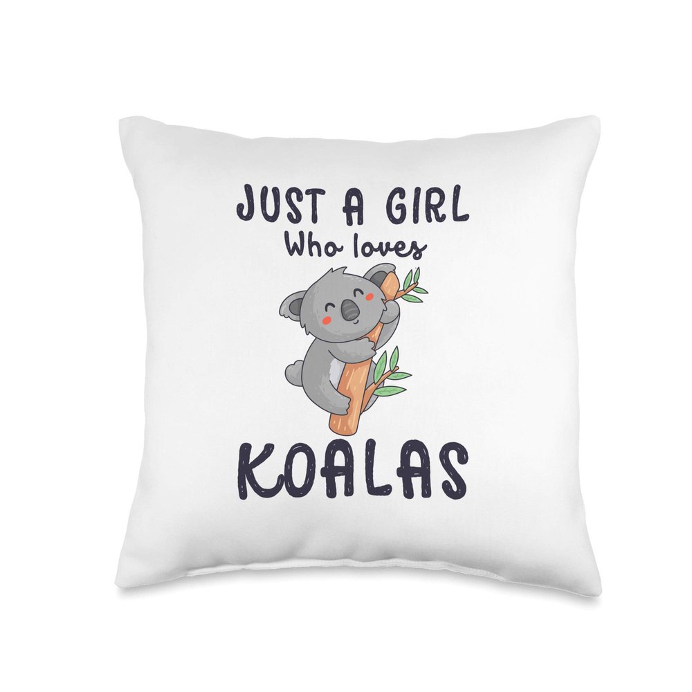 Girl Loves Koalas Cute Decorative Bedroom Couch for Girls Throw Pillow