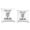 Girl Loves Koalas Cute Decorative Bedroom Couch for Girls Throw Pillow view 3