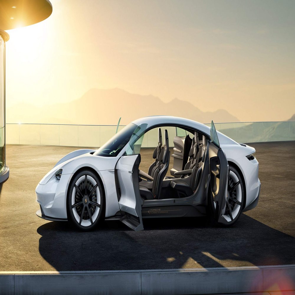 Iconic Arts Supercar- Porsche Taycan Electric Laminated 18x24 Poster