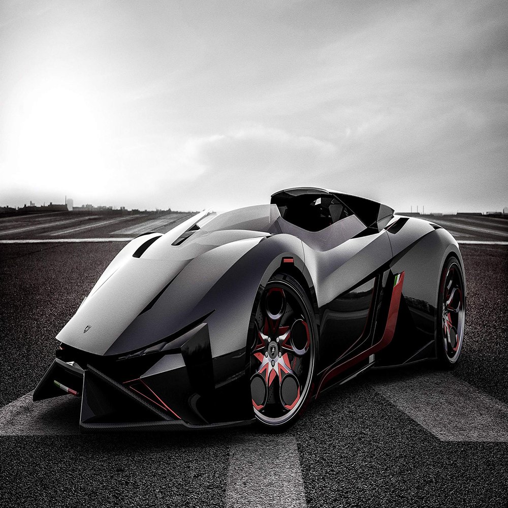 Iconic Arts Supercar- Lamborghini Diamante Black Laminated 24x36 Poster