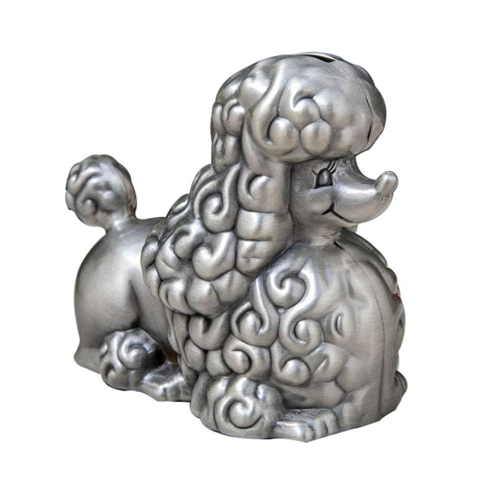 EUYIMOMO Piggy Bank,Ancient tin zinc Alloy pet Dog Change Piggy Bank, Creative Poodle Coin Bank