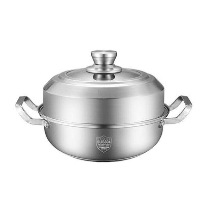 304 Stainless Steel Steamer/Soup Pot 1-layer Household With Steamer 28cm/30cm/32cm Commercial Suitable for Gas Stove/Induction Cooker Suitable for 3-8 People (Size : 32cm)