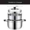 201 Stainless Steel Steamer/Soup Pot 1-layer Household With Steamer 20cm/22cm/24cm/26cm Commercial Suitable for Gas Stove/Induction Cooker Suitable for 1-5 People (Size : 24cm) view 2