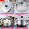 201 Stainless Steel Steamer/Soup Pot 1-layer Household With Steamer 20cm/22cm/24cm/26cm Commercial Suitable for Gas Stove/Induction Cooker Suitable for 1-5 People (Size : 24cm) view 3