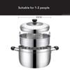 201 Stainless Steel Steamer/Soup Pot 1-layer Household With Steamer 20cm/22cm/24cm/26cm Commercial Suitable for Gas Stove/Induction Cooker Suitable for 1-5 People (Size : 26cm) view 2