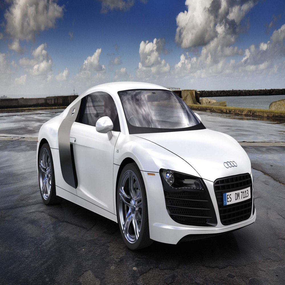 Iconic Arts Supercar Laminated Poster 24x36- Audi R8 Coupe White