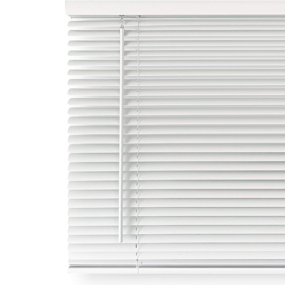 Mood Mini Blinds | 62 inch Blinds for Windows | 1" Cordless Vinyl Window Treatment | Premium White | 62 x 72