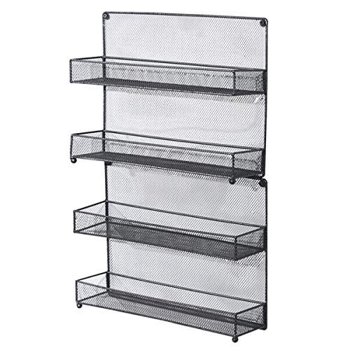 HopeHope Metal Storage Rack Shelves for Garage Kitchen, 4 Tier Spice Rack Organizer Kitchen Storage Organizer Shelf