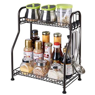 HopeHope 2 Tier Spice Rack Organizer Kitchen Storage Organizer Shelf Organizer for Your Kitchen Cabinet