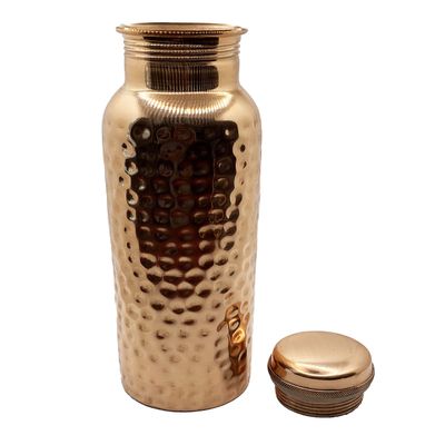 Copper Water Bottle (30oz/900ml) w/Copper Tumbler, Carrying Bag & Deco Sleeve | Pure Copper Bottle for Drinking Water | Authentic Ayurvedic Copper Bottle