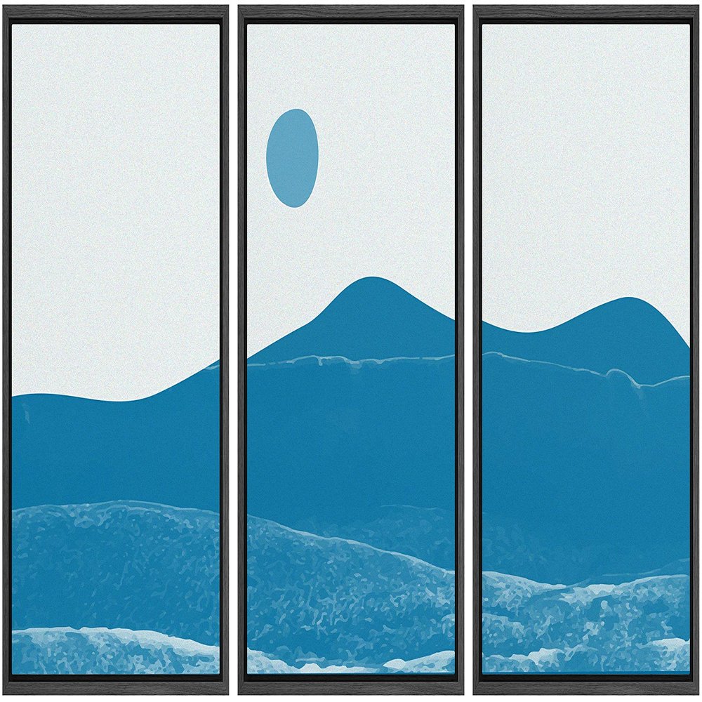 SIGNWIN 3 Piece Framed Canvas Wall Art Abstract Sunrise Canvas Prints Home Artwork Decoration for Living Room,Bedroom - 16"x24"x3 Panels