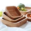 1Pc Square Wood Bowl 4 Sizes Salad Bowl Set Large Small Wooden Plate Snack Dessert Serving Dishes Food Container Wood Tableware (XL 21cm) view 1