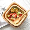 1Pc Square Wood Bowl 4 Sizes Salad Bowl Set Large Small Wooden Plate Snack Dessert Serving Dishes Food Container Wood Tableware (XL 21cm) view 3