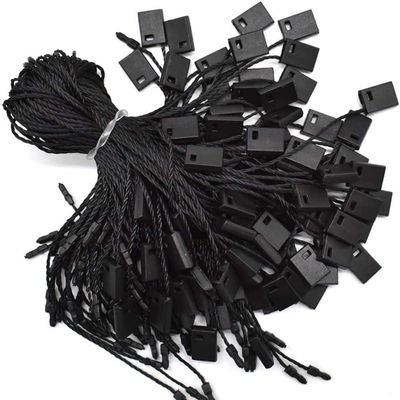 AKOAK 100 Pcs Nylon Hang Tag String, Luggage Label, Lock Pin Loop Fasteners Hook Ties, Price Tags for Tags Clothing, Shoes, Gift Bags (Black)