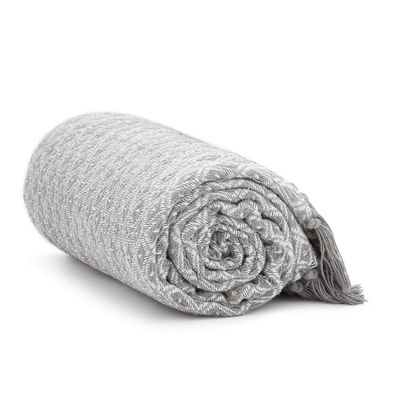 Americanflat 50x60 Throw Blanket - Soft and Breathable Cotton Throw Blanket for Couch, Bed, Chair - Decorative Blankets Perfect for Home, Office, or Outdoor Use - Grey and White Mini Diamond Design