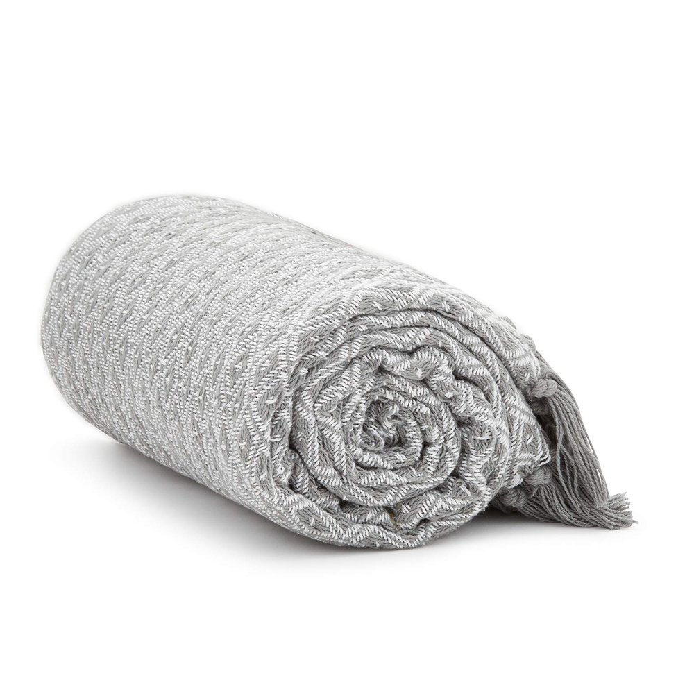 Americanflat 50x60 Throw Blanket - Soft and Breathable Cotton Throw Blanket for Couch, Bed, Chair - Decorative Blankets Perfect for Home, Office, or Outdoor Use - Grey and White Mini Diamond Design