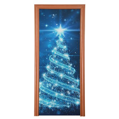 Qilmy Door Cover Decoration, Party Accessory Porch Decor for Festive Ornament Indoor Outdoor Covering 35 x 79 Inch, Beautiful Christmas Tree