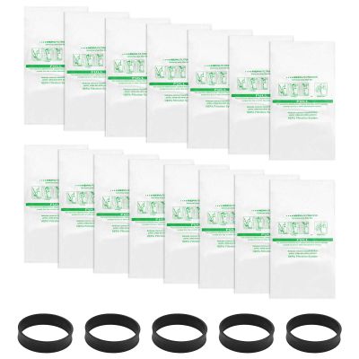 15 +5 Pack 204814 HEPA Filter Bags plus Belts, for Kirby Vacuum Bags 204811 204808 205811, Universal White Cloth Bags Fit for Sentria Models & All Generation with F-Style and Twist-Style