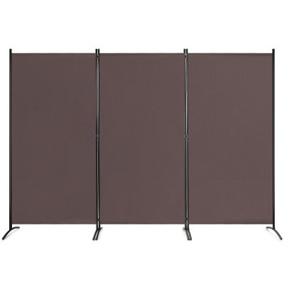 Giantex 3 Panel Room Divider, 6 FT Folding Privacy Screen, Wall Partition for Room Separation, Folding Divider for Home Office, Living Room, Brown