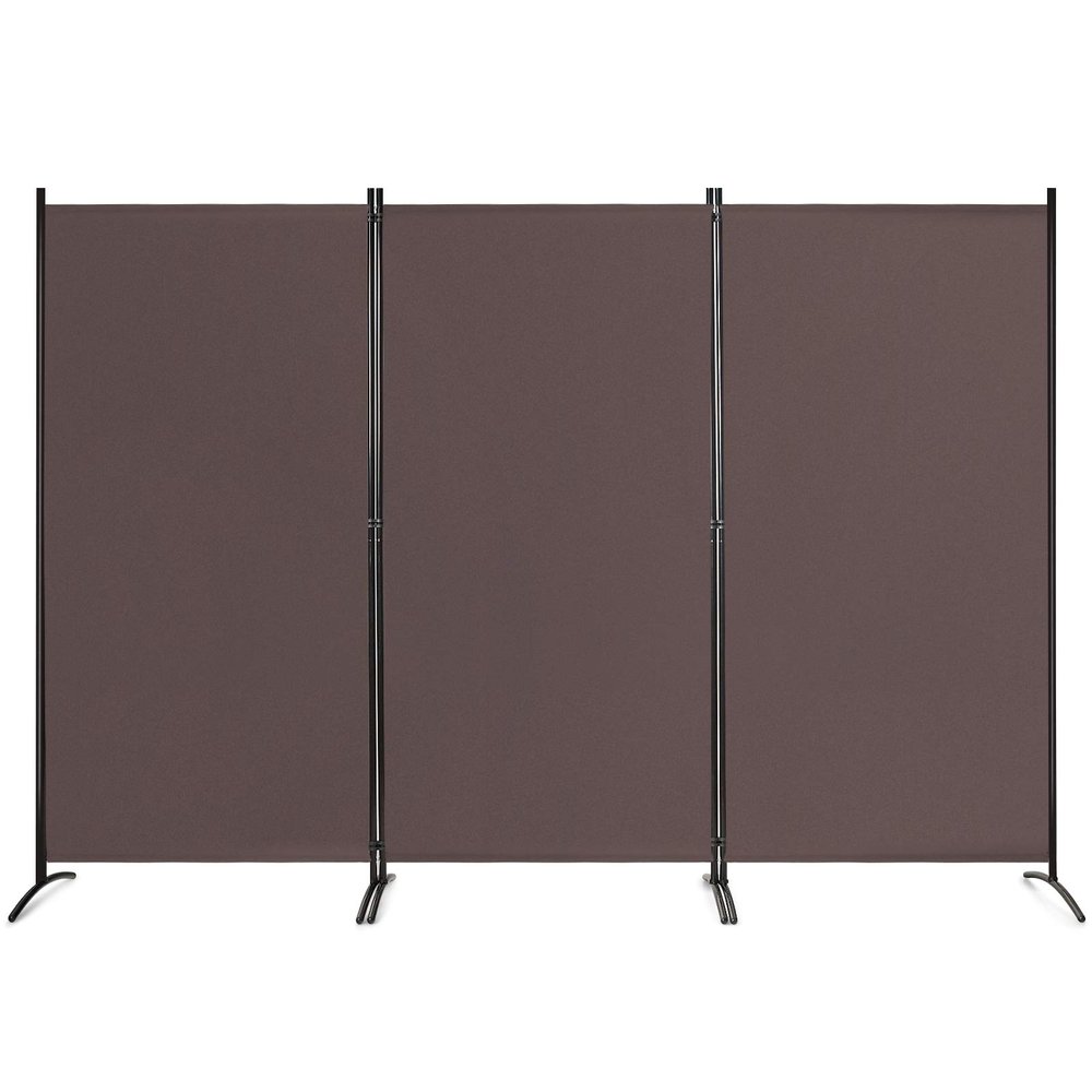 Giantex 3 Panel Room Divider, 6 FT Folding Privacy Screen, Wall Partition for Room Separation, Folding Divider for Home Office, Living Room, Brown