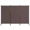 Giantex 3 Panel Room Divider, 6 FT Folding Privacy Screen, Wall Partition for Room Separation, Folding Divider for Home Office, Living Room, Brown view 1