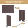 Giantex 3 Panel Room Divider, 6 FT Folding Privacy Screen, Wall Partition for Room Separation, Folding Divider for Home Office, Living Room, Brown view 3