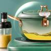 BYBYCD Stainless Steel Deep Frying Pot with Thermometer and Oil Drip Rack Lid Japanese Style Deep Fryer Pot for Home Fry Chicken Chips Fish Shrimp (7.9 inch, green) view 4