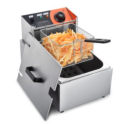 WeChef Commercial Electric Deep Fryer 12L 2500W Single Removable Basket Stainless Steel Electric Countertop Fryer for Commercial Use Snack Stand Food Truck