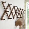 Dseap Accordian Wall Hanger: 16 High Wooden Wall Expandable Coat Rack, Hat Rack Holder, Accordion Hook for Baseball Caps, Coats, Mugs, 20 Peg Hooks, Brown view 2
