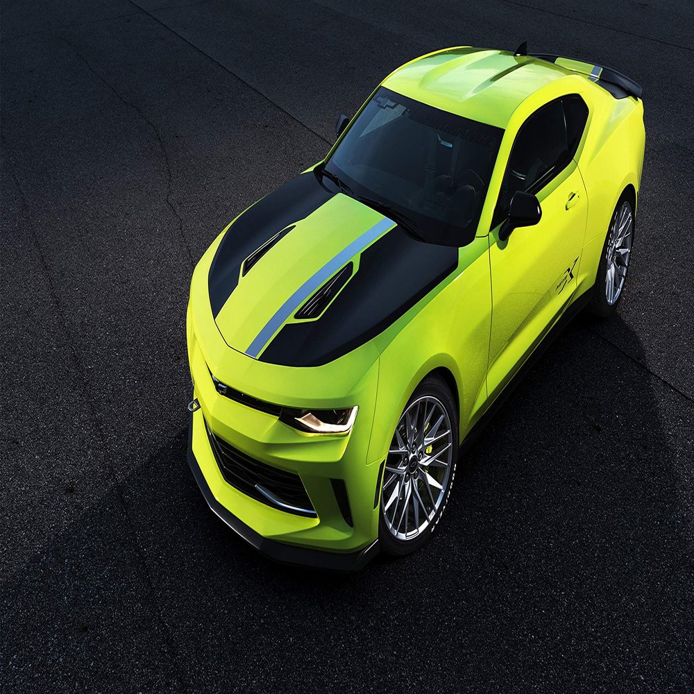 Iconic Arts Muscle Car Laminated Poster 24x36- Chevrolet Camaro Auto-X SEMA 2016 Yellow