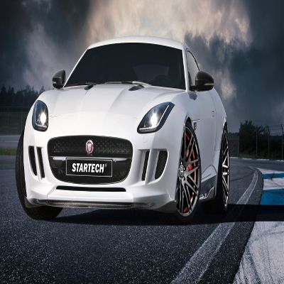 Iconic Arts Supercar Laminated Poster 24x36: Jaguar F-Type Coupe White Startech Luxury