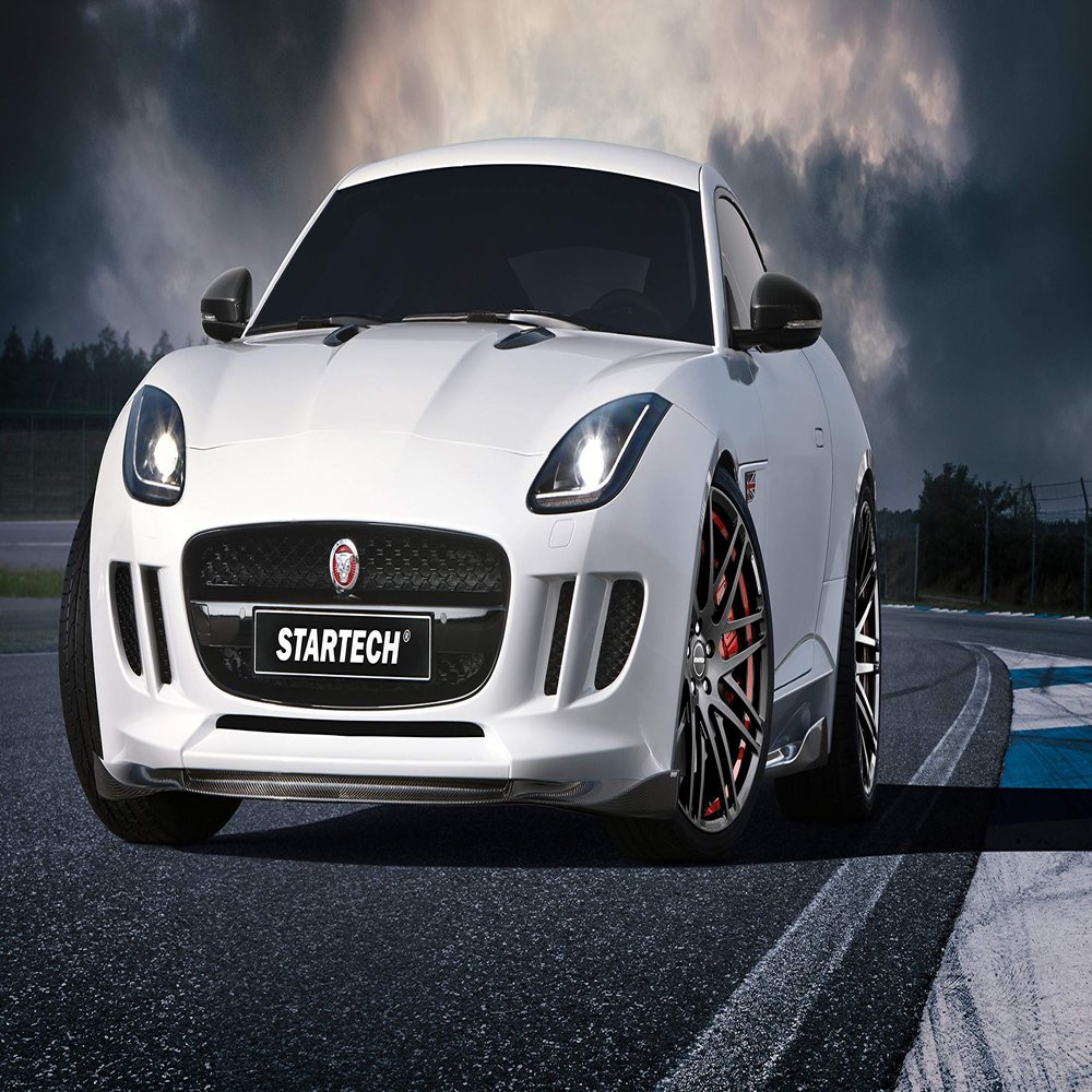 Iconic Arts Supercar Laminated Poster 24x36: Jaguar F-Type Coupe White Startech Luxury