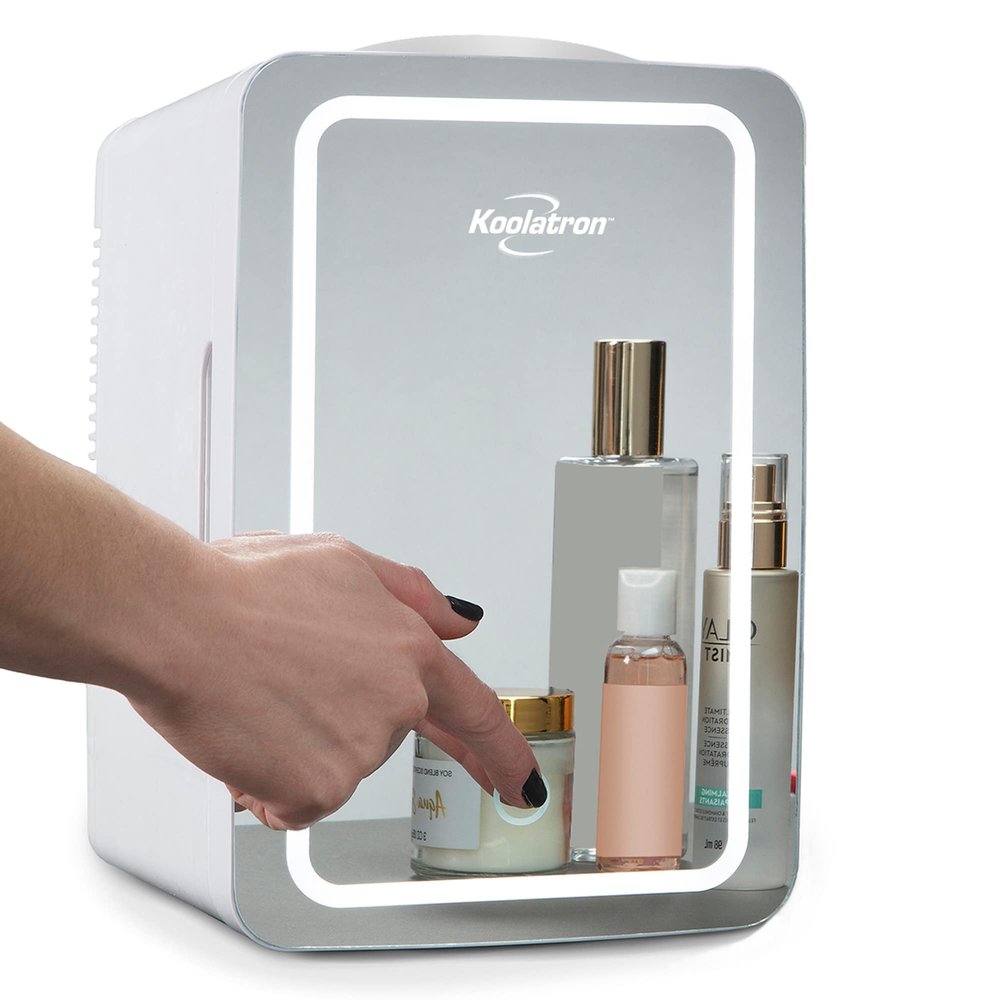 Koolatron Mini Fridge - 8 Can Refrigerator for Bedroom Office, Portable Table Top Beverage Cooler, 12V 110V Refrigerador For Drinks, Soda, Wine, Use In Car, Dorm, Outdoor, patio