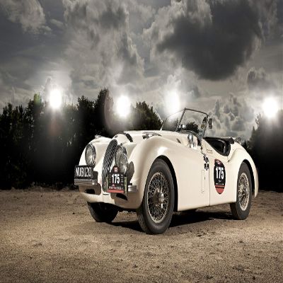 Iconic Arts Supercar Laminated Poster 24x36: Jaguar XK-120 Cabriolet Retro Luxury Sports Car