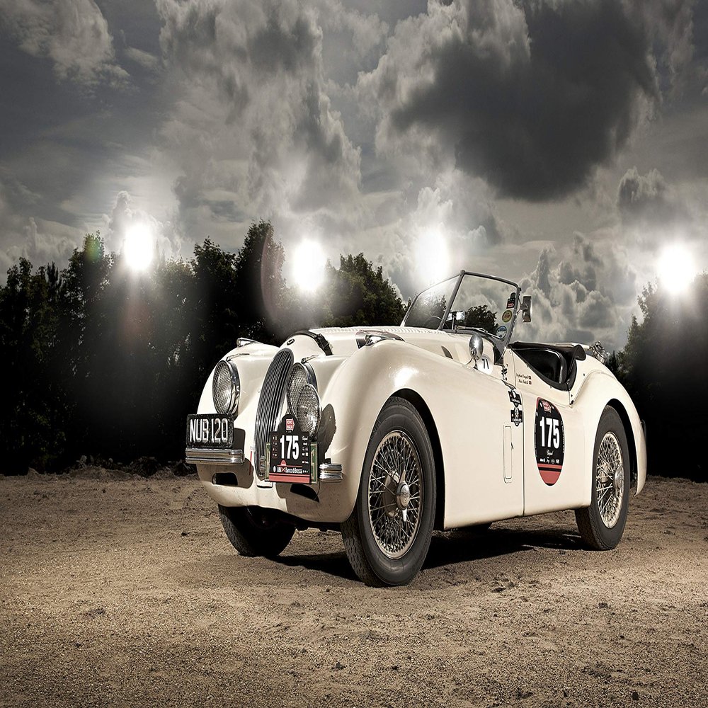Iconic Arts Supercar Laminated Poster 24x36: Jaguar XK-120 Cabriolet Retro Luxury Sports Car