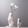 hmjsmj Irregular Concave Convex Ceramic Vase Living Room Study TV Counter Surface Vase Dry Flower Simulation Flower Decorative Vase 36.3 x 17.5 x 8 cm, 25.2 x 13 x 7.5 cm, 2 Pack view 2