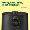 BELLA 2.9QT Manual Air Fryer, No Pre-Heat Needed, No-Oil Frying, Fast Healthy Evenly Cooked Meal Every Time, Removeable Dishwasher Safe Non Stick Pan and Crisping Tray for Easy Clean Up, Matte Black view 3