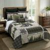 3piece Charcoal Grey Lodge Style Quilt King Size for Adult Patchwork Inspired Beautiful Forest Plaid Bear Pine Trees Paw Print Warm Soft Bedding Traditional Cabin Look Rustic Green Quilt Set King Sham view 1