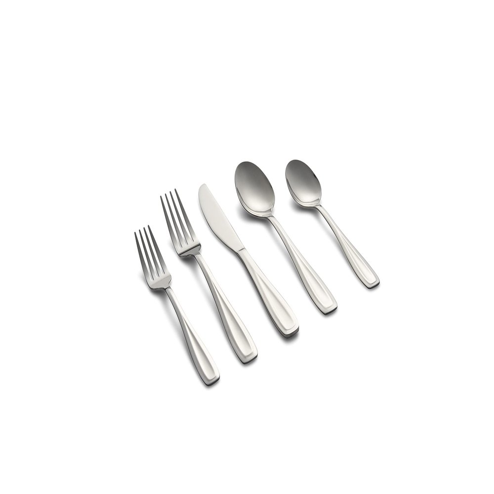 Cambridge 426540CJBR2R Waylen Mirror 40-Piece Flatware Set with Rustic Caddy