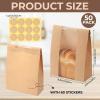 Twdrer 50 Pack Large Kraft Paper Bread Loaf Bag with Clear Front Window,Tin Tie Tab Lock Brown Bakery Coffee Cookie Treat Packaging Bags with 60 PCS Label Seal stickers(14" x 8.3" x 3.5") view 2