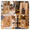 Twdrer 50 Pack Large Kraft Paper Bread Loaf Bag with Clear Front Window,Tin Tie Tab Lock Brown Bakery Coffee Cookie Treat Packaging Bags with 60 PCS Label Seal stickers(14" x 8.3" x 3.5") view 4
