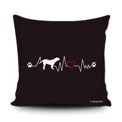 MALIHONG Pet Dog's Love with You Pillow Case Silhouette Dog Dogue De Bordeaux Love Paw Black Throw Pillow Cover for Home Decor 16x16 Inch