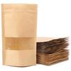 100pcs Kraft Paper Treat Bags with Window, Ziplock Stand Up Pouches for Packing Food Cookies Snacks view 1