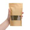 100pcs Kraft Paper Treat Bags with Window, Ziplock Stand Up Pouches for Packing Food Cookies Snacks view 2