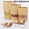 100pcs Kraft Paper Treat Bags with Window, Ziplock Stand Up Pouches for Packing Food Cookies Snacks view 4