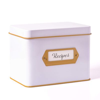 White Recipe Box with 24 4x6 Recipe Cards and 12 Dividers - Recipe Tin for 4 X 6 Inches Recipe Cards