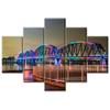 5 Pieces Black and White Jeffersonville Indiana Cityscape Painting Artwork Big Four Bridge Across Ohio River Canvas Picture Print Wall Art for Living Room Stretched Framed Ready to Hang - 60"Wx32"H view 4