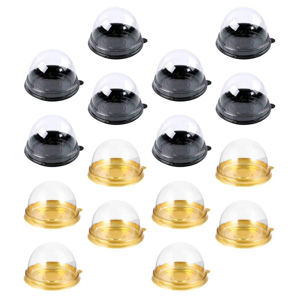 Cabilock 300pcs Transparent Moon Cake Wrapping Tray Round Plastic Dessert Packing Box for Bakery Sturdy Sealing Design for Home and Store Use for Moon Cake and Dessert Packaging