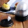 Cabilock 300pcs Transparent Moon Cake Wrapping Tray Round Plastic Dessert Packing Box for Bakery Sturdy Sealing Design for Home and Store Use for Moon Cake and Dessert Packaging view 4